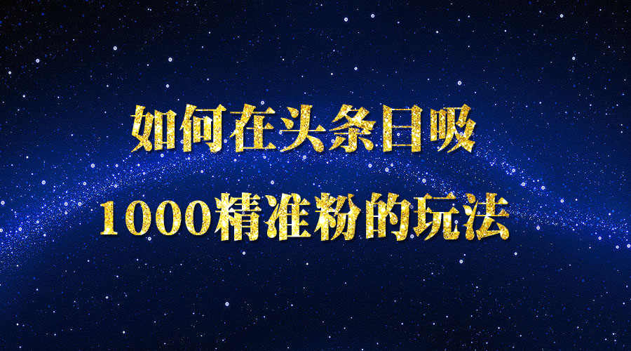 《如何在头条日吸1000精准粉的玩法》_wwz