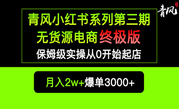 《小红书无货源电商爆单终极版》保姆级实操从0起店爆单_wwz