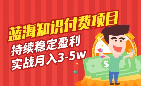 蓝海知识付费项目，持续稳定盈利，实战月入3-5w项目