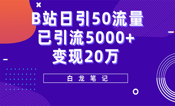 《B站日引流50+超级实操课程》实战已引流5000+变现20万_wwz