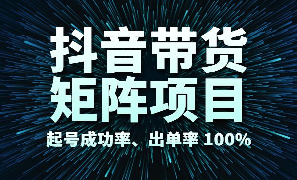 某音带货矩阵项目,起号成功率、出单率 100%_wwz