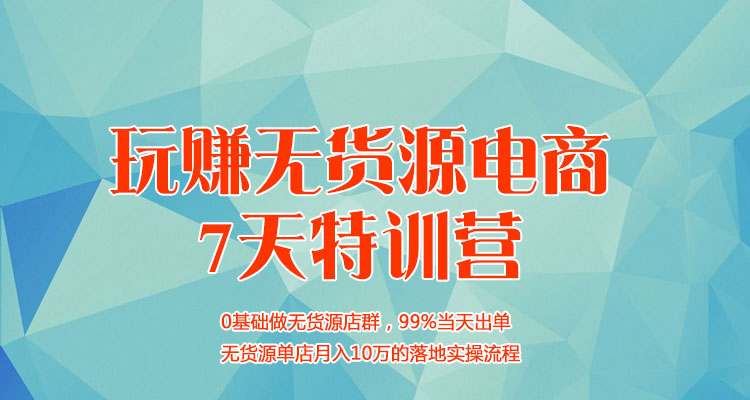 《玩赚无货源电商7天特训营》