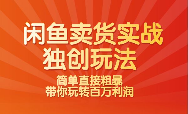 闲鱼卖货实战课，简单直接粗暴，带你玩转闲鱼-百万利润-独创玩法！