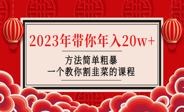 《一个教你割韭菜的课程》2023年带你年入20w+方法简单粗暴_wwz