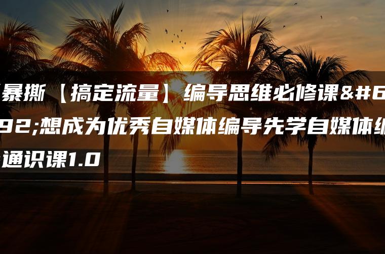 张暴撕【搞定流量】编导思维必修课，想成为优秀自媒体编导先学自媒体编导通识课1.0