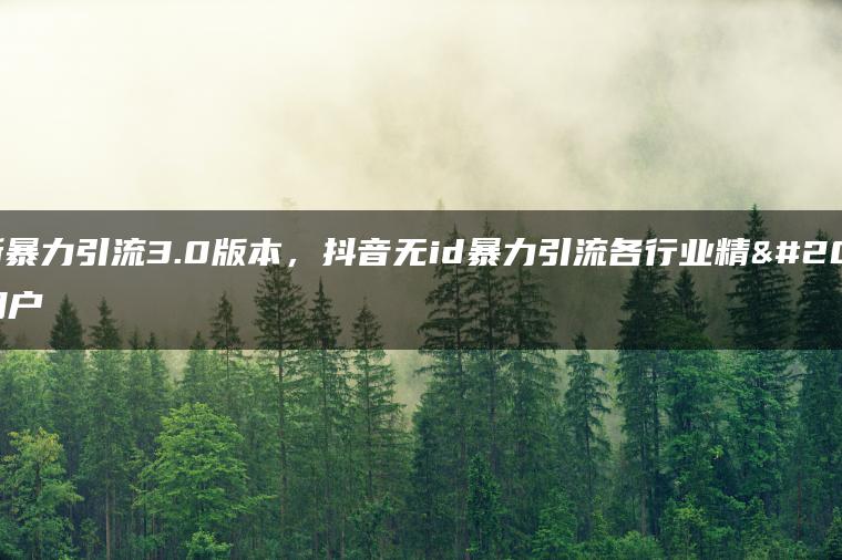 最新暴力引流3.0版本，抖音无id暴力引流各行业精准用户