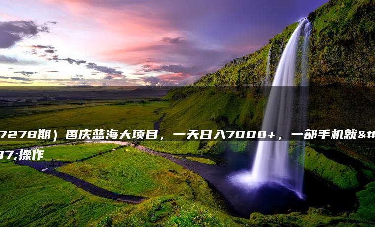 （7278期）国庆蓝海大项目，一天日入7000+，一部手机就可操作