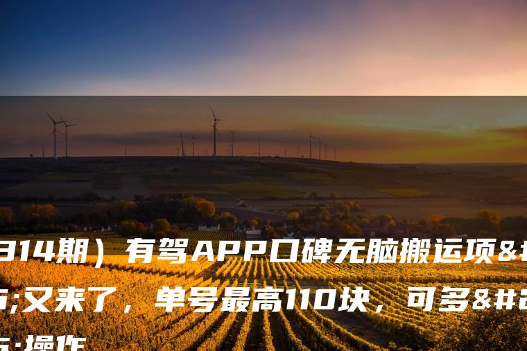 （7314期）有驾APP口碑无脑搬运项目又来了，单号最高110块，可多号操作