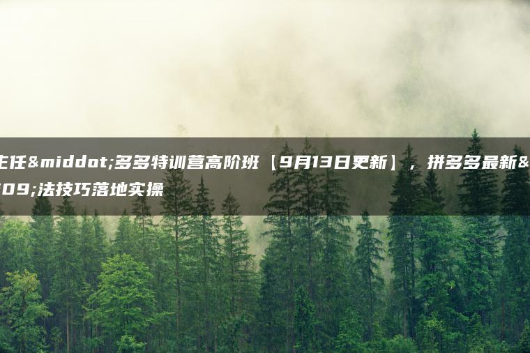 纪主任·多多特训营高阶班【9月13日更新】，拼多多最新玩法技巧落地实操