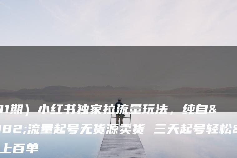 （7301期）小红书独家拉流量玩法，纯自然流量起号无货源卖货 三天起号轻松一天上百单