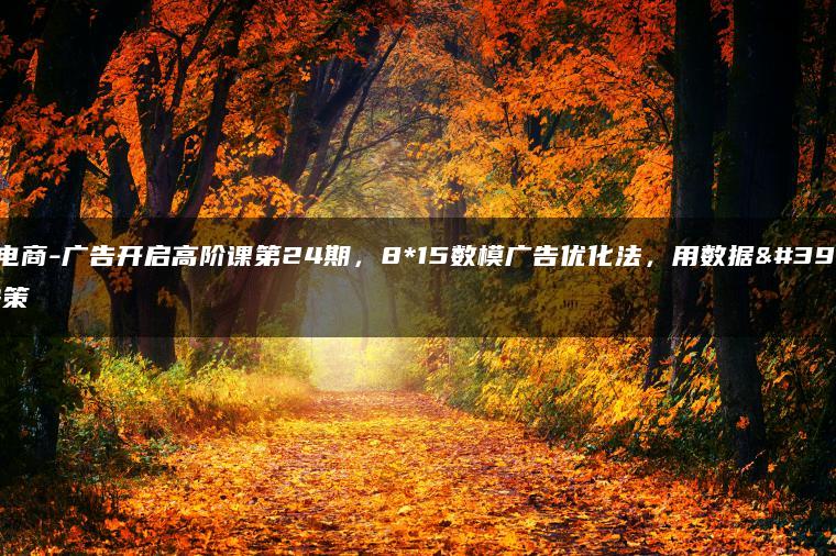 跨境电商-广告开启高阶课第24期，8*15数模广告优化法，用数据驱动决策