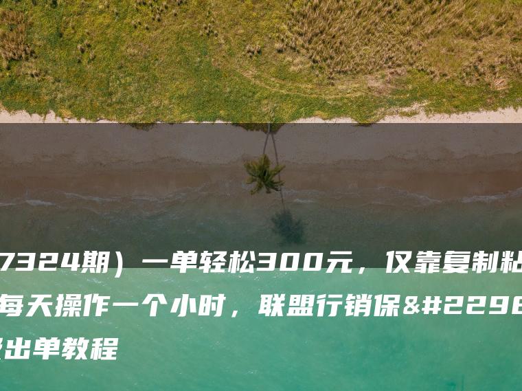 （7324期）一单轻松300元，仅靠复制粘贴，每天操作一个小时，联盟行销保姆级出单教程