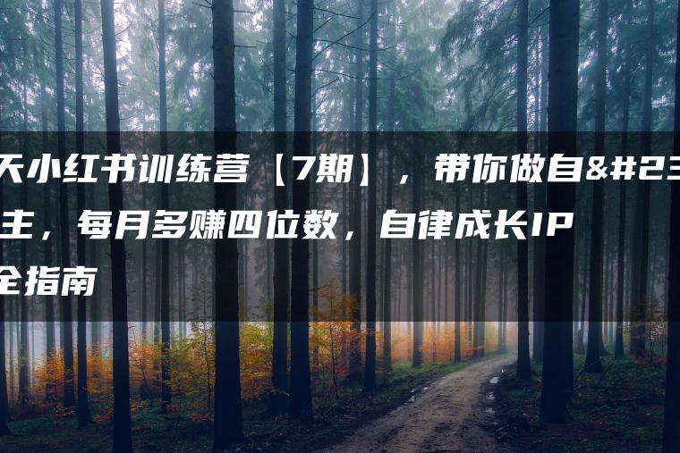 100天小红书训练营【7期】，带你做自媒体博主，每月多赚四位数，自律成长IP账号全指南