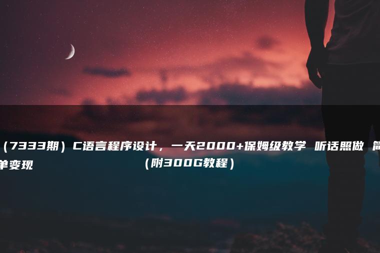 （7333期）C语言程序设计，一天2000+保姆级教学 听话照做 简单变现（附300G教程）
