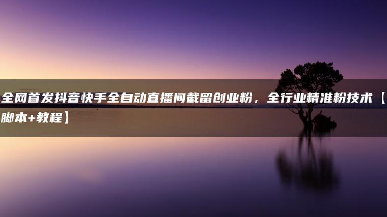 全网首发抖音快手全自动直播间截留创业粉，全行业精准粉技术【脚本+教程】