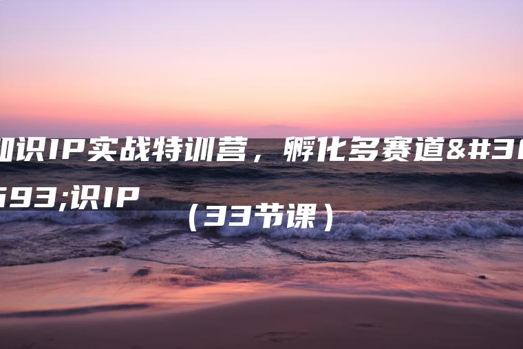 知识IP实战特训营，孵化多赛道知识IP（33节课）
