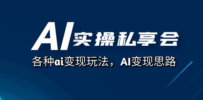 AI实操私享会，各种ai变现玩法，AI变现思路