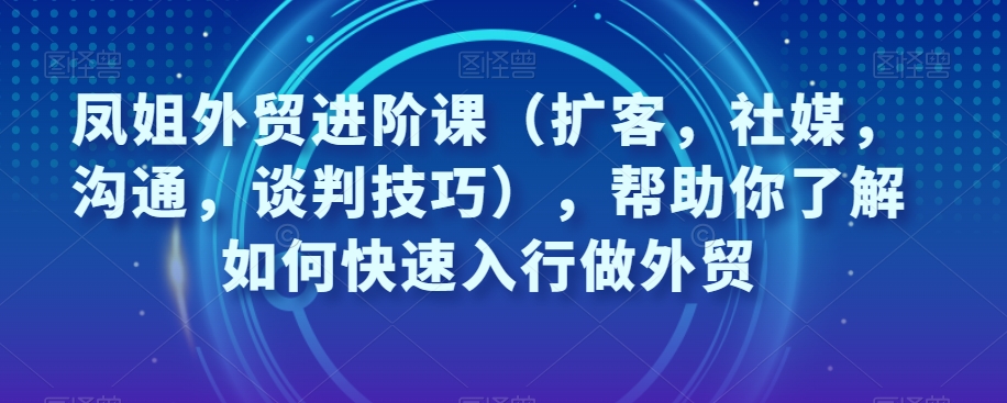 凤姐外贸进阶课，帮助你了解如何快速入行做外贸