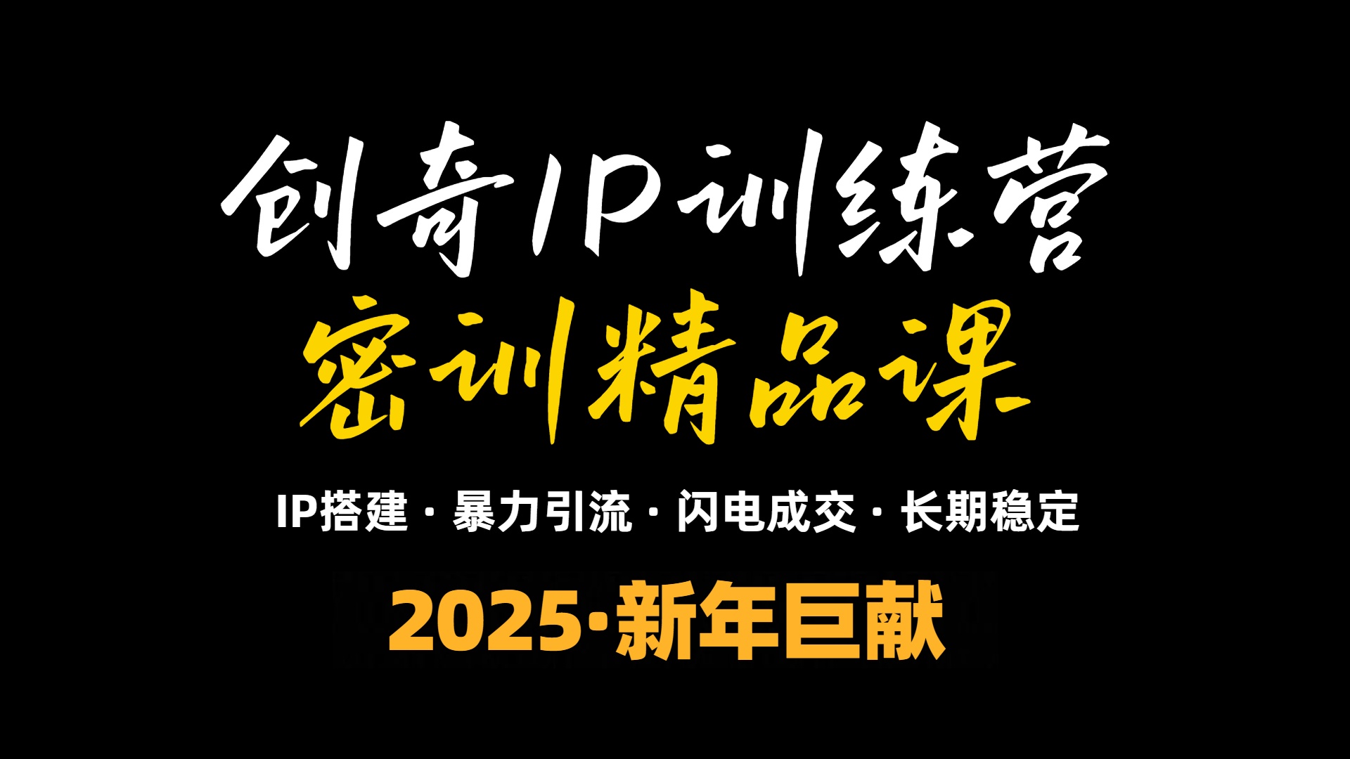 2025年“知识付费IP训练营”小白避坑年赚百万，暴力引流，闪电成交