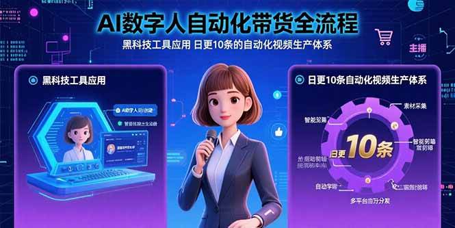 （15699期）AI数字人自动化带货全流程：黑科技工具应用 日更10条的自动化视频生产体系