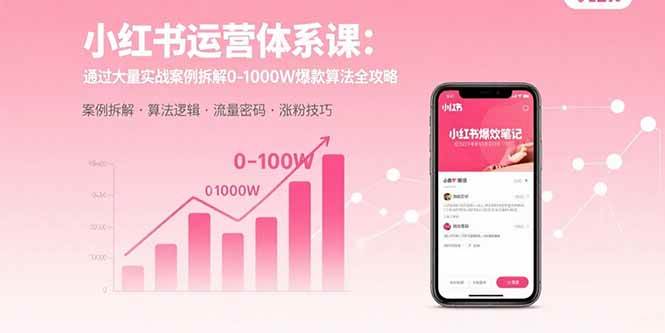 （15792期）小红书运营体系课：通过大量实战案例拆解0-1000W爆款算法全攻略