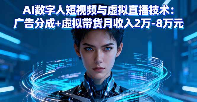 （16148期）AI数字人短视频与虚拟直播技术：广告分成+虚拟带货月收入2万-8万元