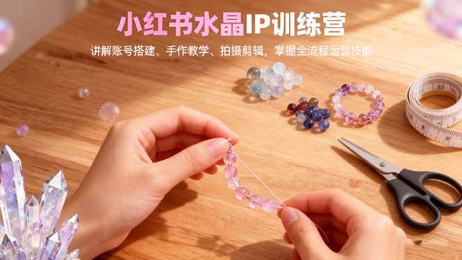 （16475期）小红书水晶IP训练营，讲解账号搭建、手作教学、拍摄剪辑，全流程运营技能