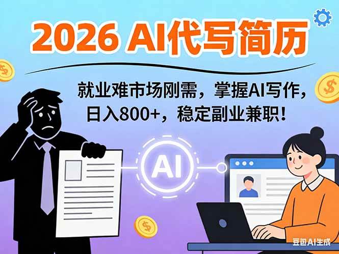 （17119期）AI代写简历，超暴利，用万能模板月入1-3万实战教程，2026年市场刚需！
