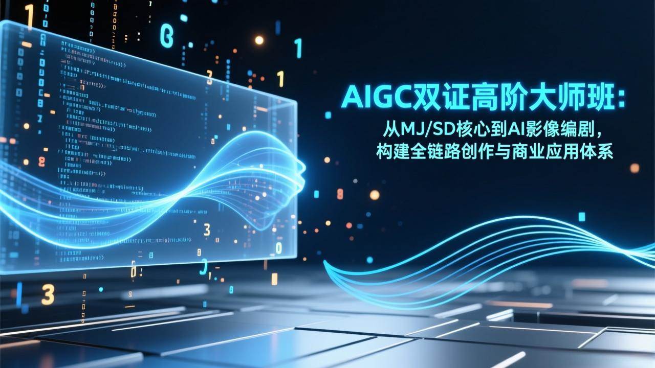 （17198期）AIGC双证高阶大师班：从MJ/SD核心到AI影像编剧，构建全链路创作与商业应用体系