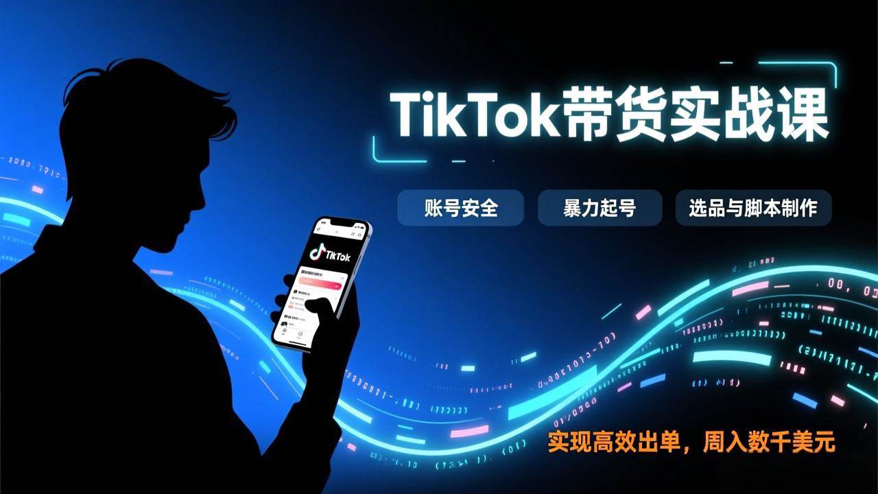 （17278期）TikTok带货实战课，涵盖账号安全、暴力起号、选品与脚本制作，实现高效出单，周入数千美元