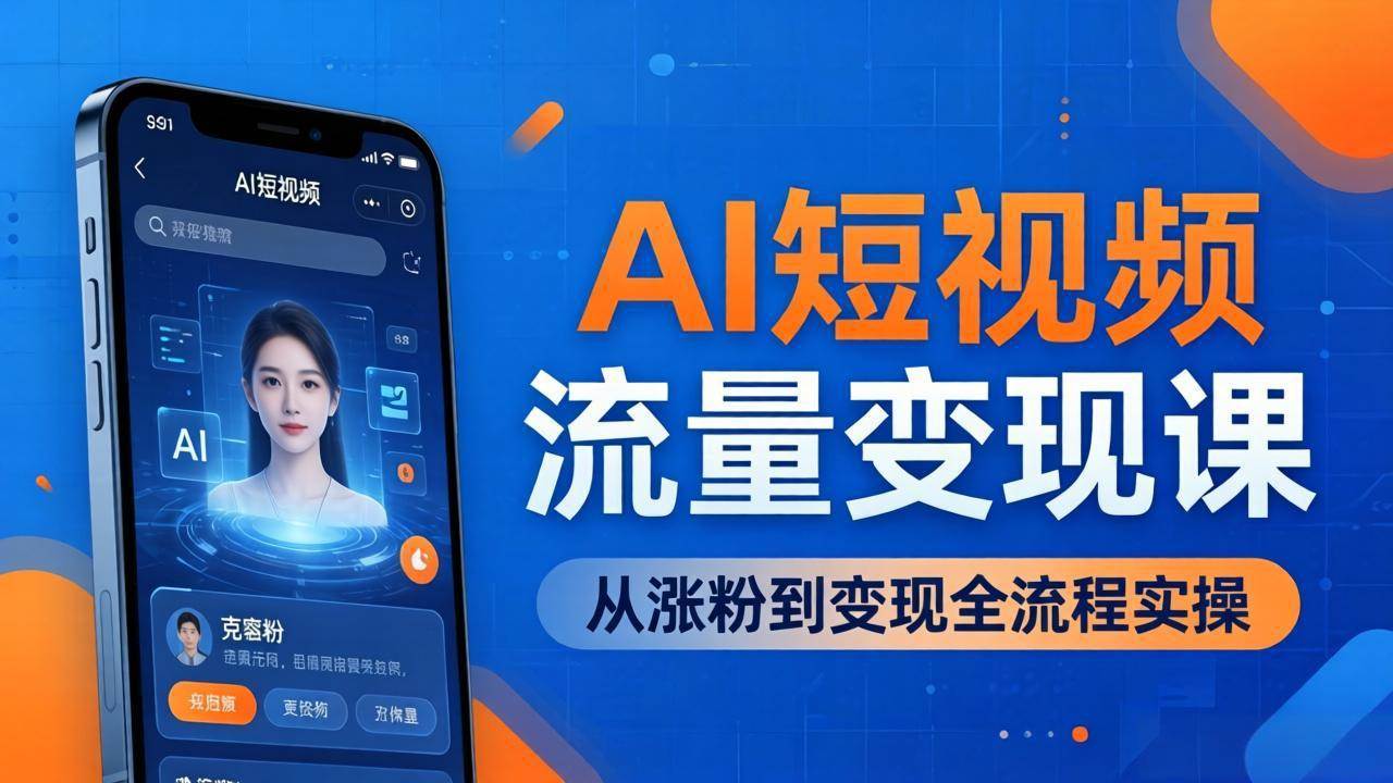 （17939期）AI短视频流量变现课：一部手机玩转数字人克隆+爆款制作，从涨粉到变现全流程实操