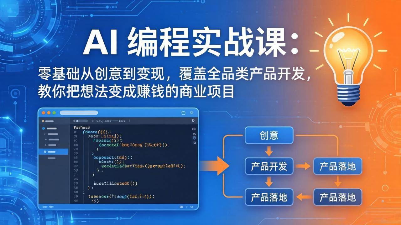（17940期）AI编程实战课-第三期-4月更新：零基础从创意到变现，覆盖全品类产品开发，把想法变成赚钱的项目