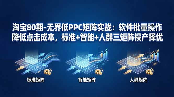 （17987期）淘宝80期-无界低PPC矩阵实战：软件批量操作降低点击成本，标准+智能+人群三矩阵投产择优