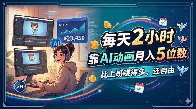 （18051期）每天 2 小时，靠 AI 动画月入 5 位数，比上班赚得多，还自由