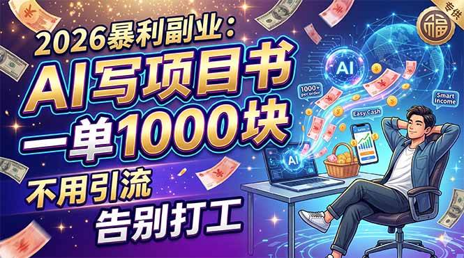 （18087期）2026暴利副业：AI 写项目书，一单 1000 块，不用引流，告别打工