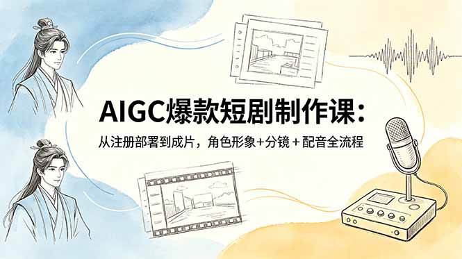 （18676期）AIGC爆款短剧制作课：从注册部署到成片，角色形象+分镜+配音全流程
