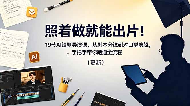 （18694期）照着做就能出片！19节AI短剧导演课，从剧本分镜到对口型剪辑，手把手带你跑通全流程（更新）